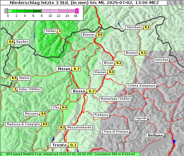 Niederschlag, 2. 7. 2025