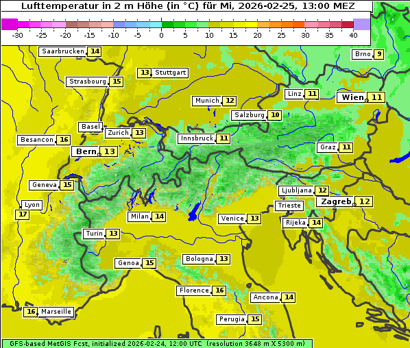 Temperatur, 25. 2. 2026
