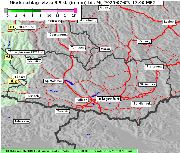 Niederschlag, 2. 7. 2025