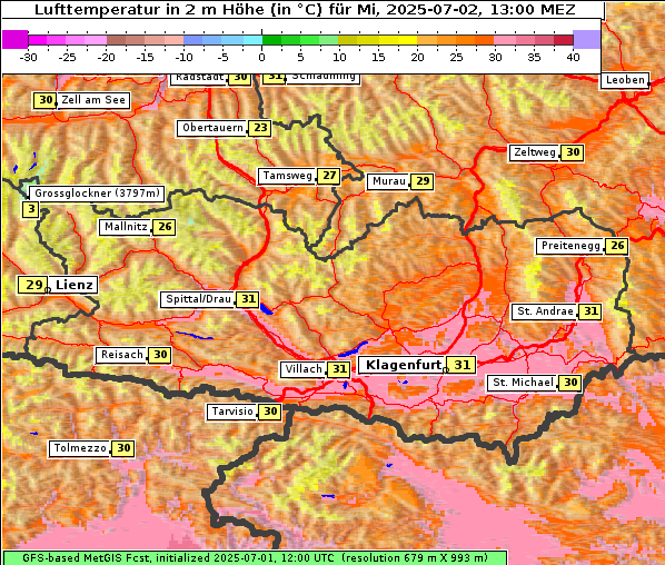 Temperatur, 2. 7. 2025