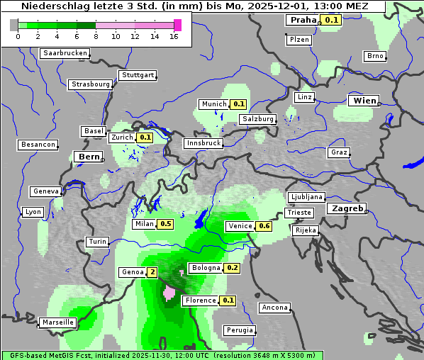 Niederschlag, 1. 12. 2025