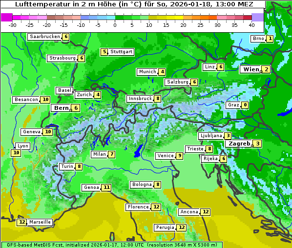 Temperatur, 18. 1. 2026