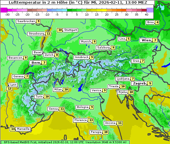 Temperatur, 11. 2. 2026