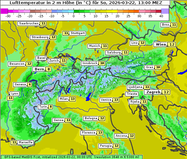 Temperatur, 22. 3. 2026