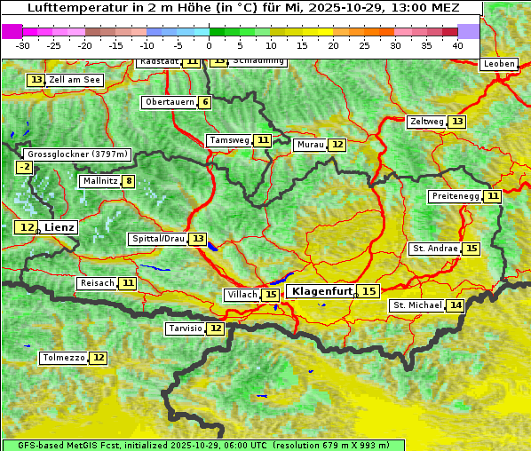 Temperatur, 29. 10. 2025