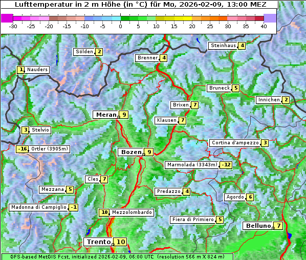 Temperatur, 9. 2. 2026