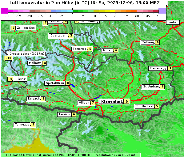Temperatur, 6. 12. 2025