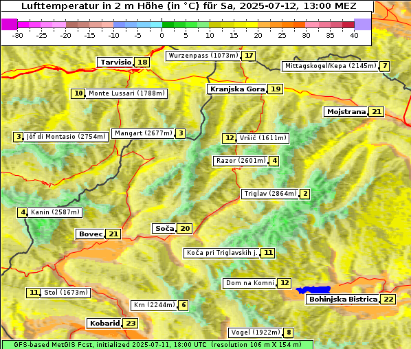 Temperatur, 12. 7. 2025