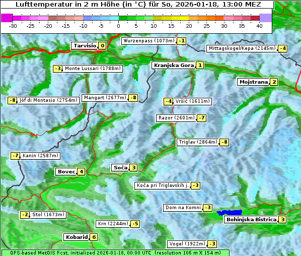 Temperatur, 18. 1. 2026
