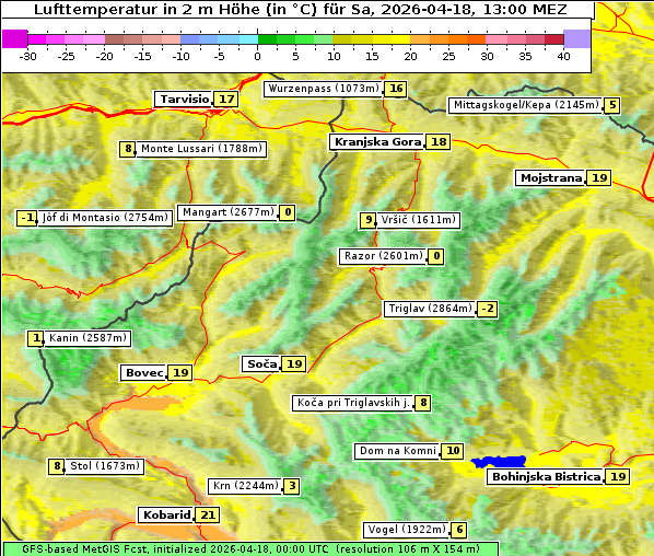 Temperatur, 18. 4. 2026