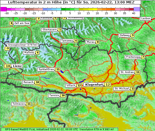 Temperatur, 22. 2. 2026