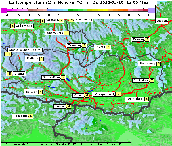 Temperatur, 10. 2. 2026