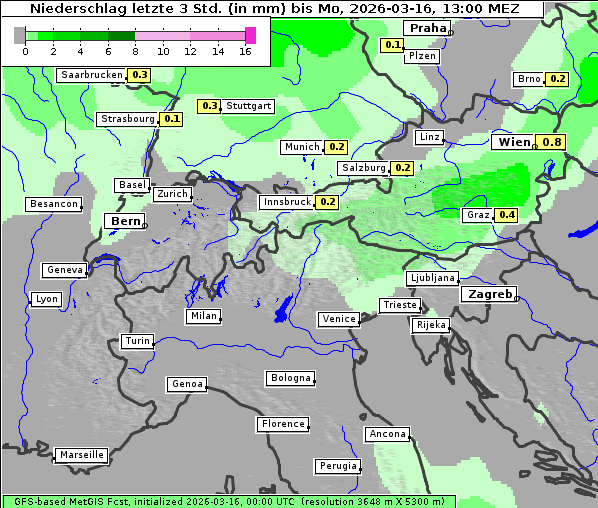 Niederschlag, 16. 3. 2026