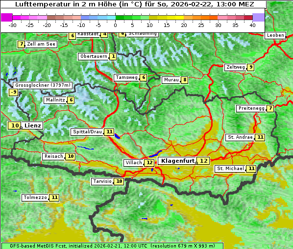 Temperatur, 22. 2. 2026