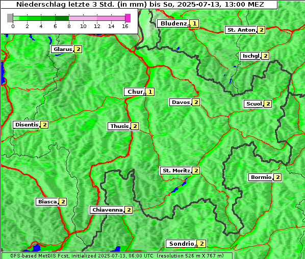 Niederschlag, 13. 7. 2025