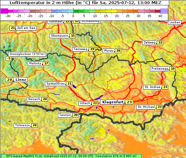 Temperatur, 12. 7. 2025