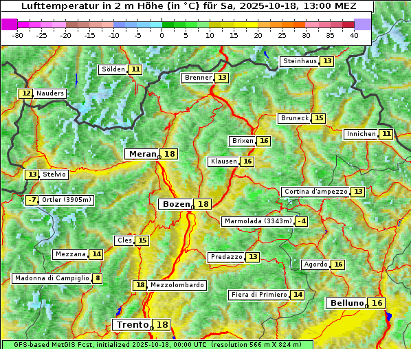 Temperatur, 18. 10. 2025