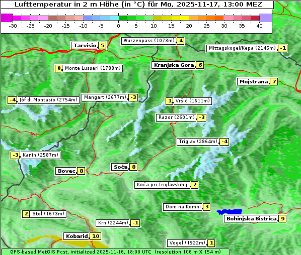 Temperatur, 17. 11. 2025