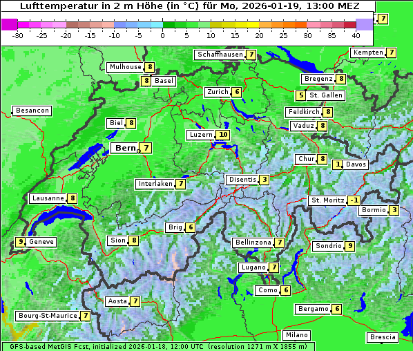 Temperatur, 19. 1. 2026