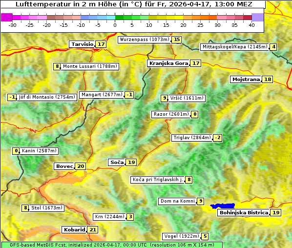 Temperatur, 17. 4. 2026