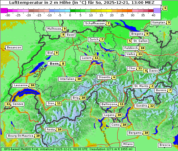 Temperatur, 21. 12. 2025