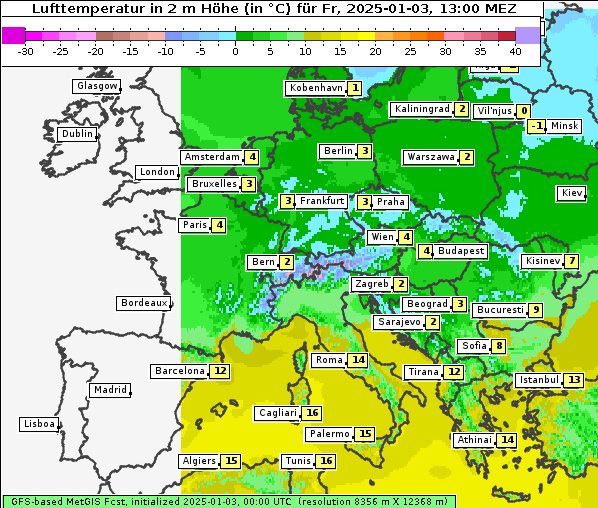 Temperatur, 3. 1. 2025