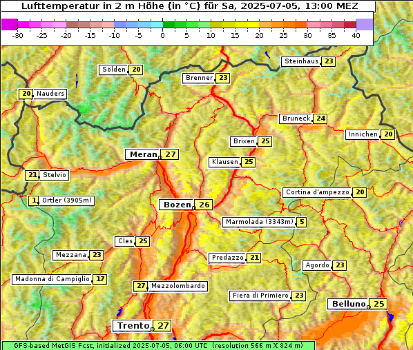 Temperatur, 5. 7. 2025