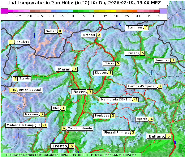 Temperatur, 19. 2. 2026