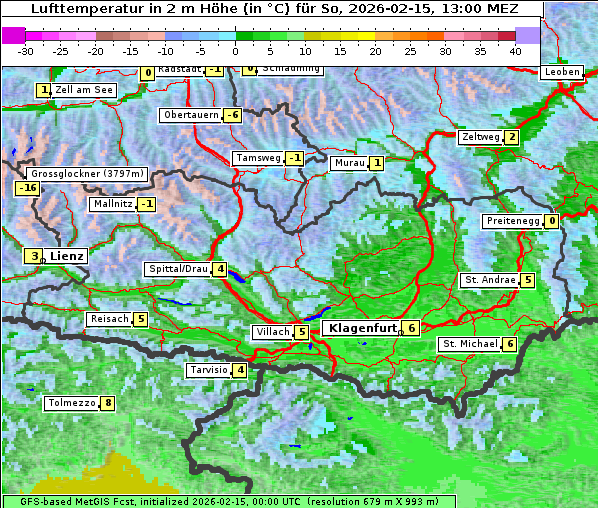 Temperatur, 15. 2. 2026