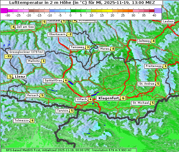 Temperatur, 19. 11. 2025