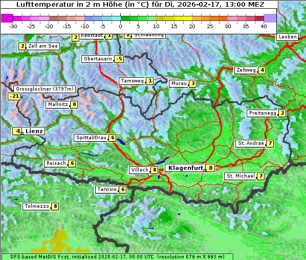 Temperatur, 17. 2. 2026