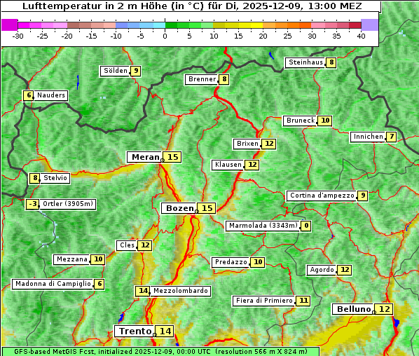 Temperatur, 9. 12. 2025