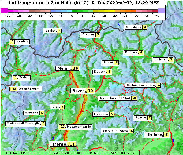 Temperatur, 12. 2. 2026