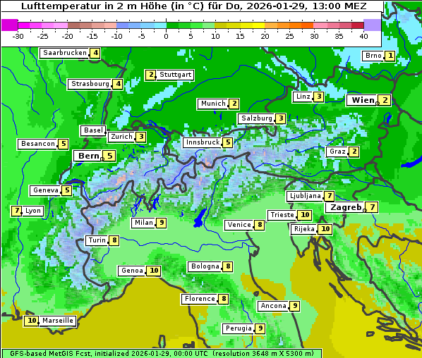 Temperatur, 29. 1. 2026