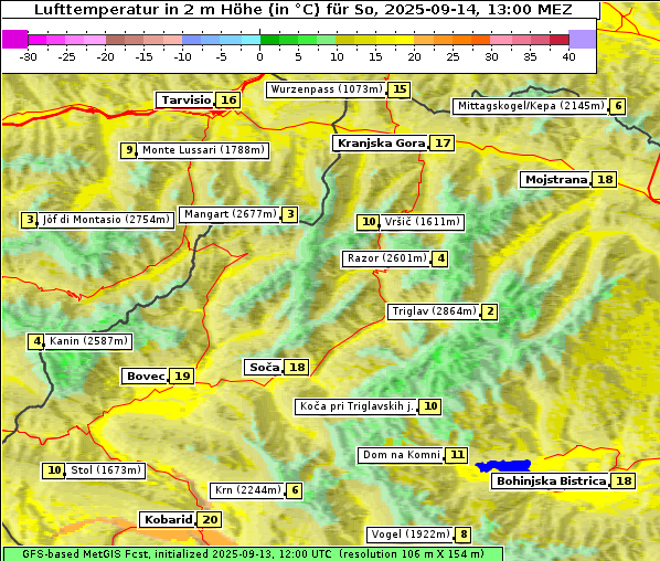 Temperatur, 14. 9. 2025