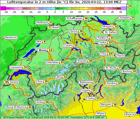 Temperatur, 12. 4. 2026