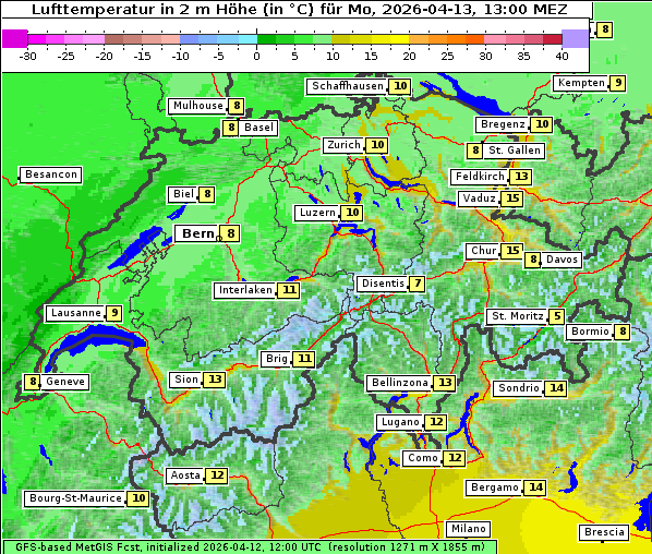 Temperatur, 13. 4. 2026