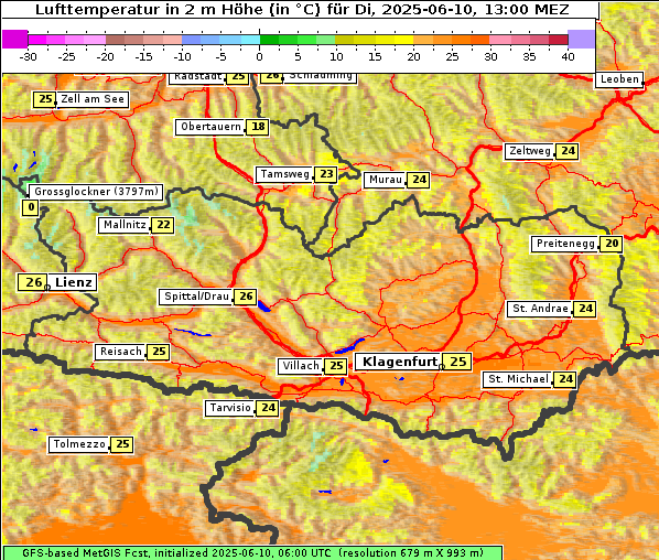 Temperatur, 10. 6. 2025