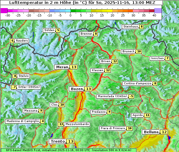 Temperatur, 16. 11. 2025