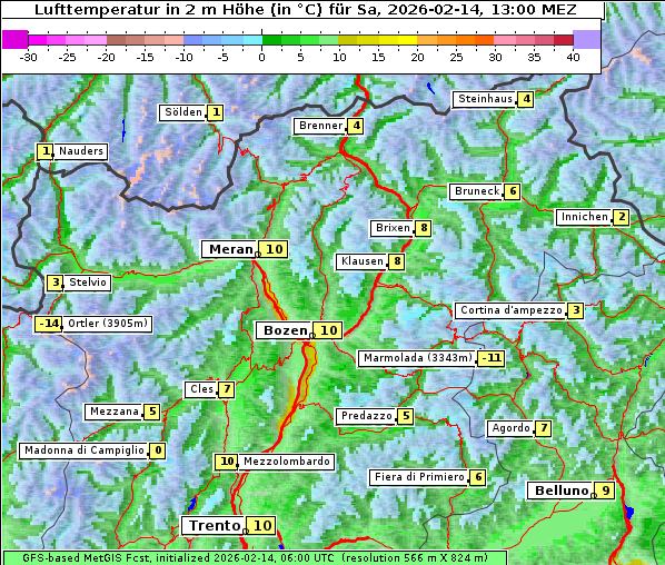 Temperatur, 14. 2. 2026