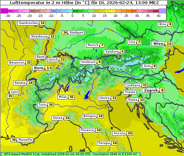 Temperatur, 24. 2. 2026