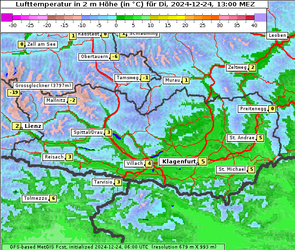 Temperatur, 24. 12. 2024