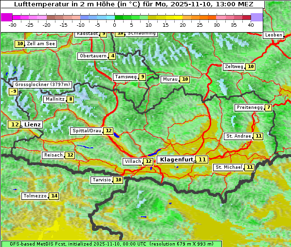 Temperatur, 10. 11. 2025
