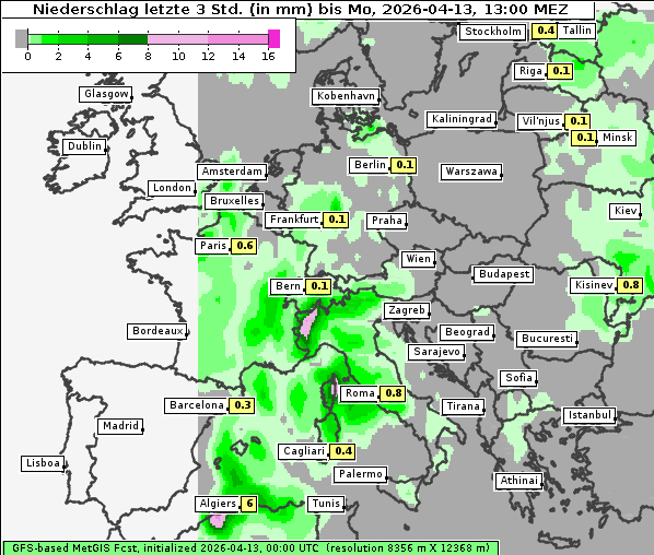Niederschlag, 13. 4. 2026