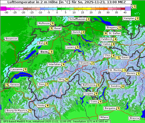 Temperatur, 23. 11. 2025
