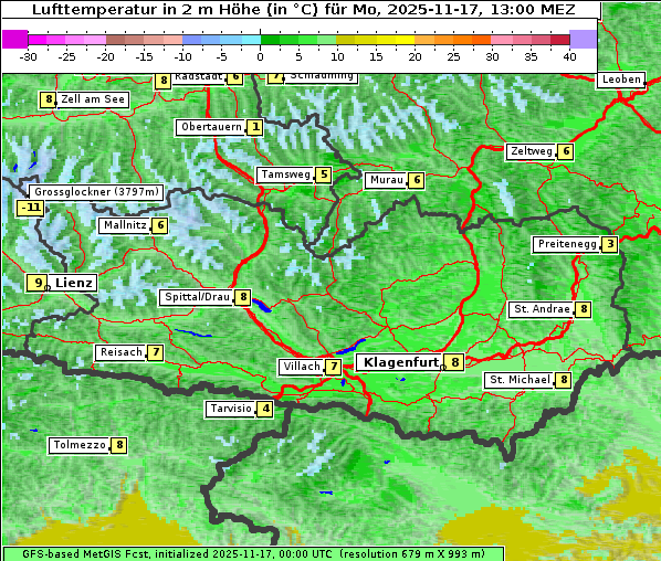 Temperatur, 17. 11. 2025