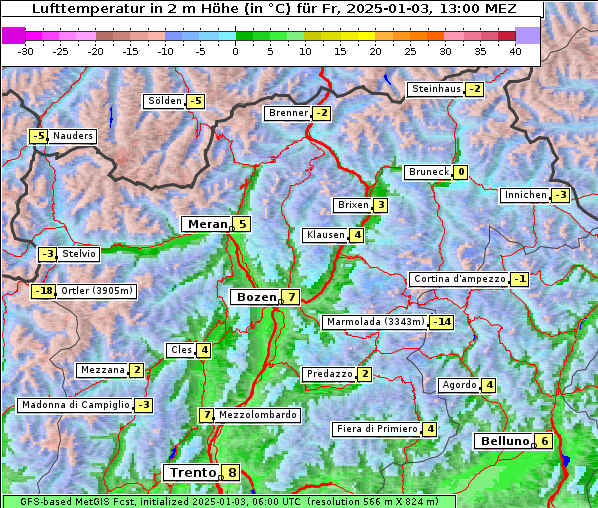 Temperatur, 3. 1. 2025