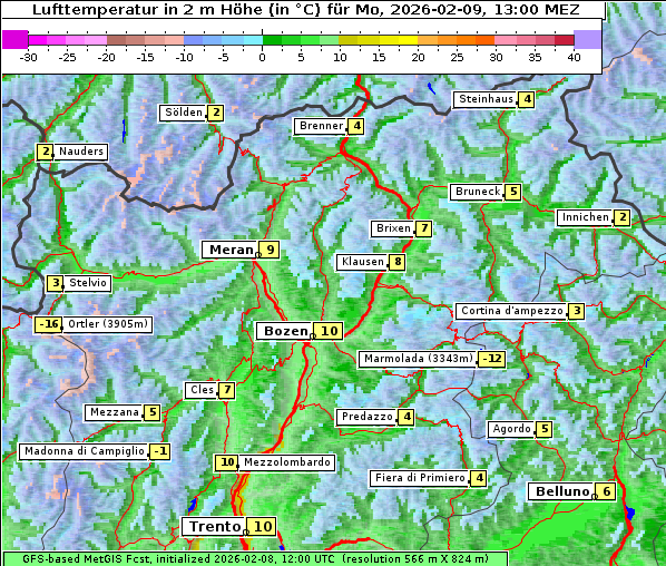 Temperatur, 9. 2. 2026