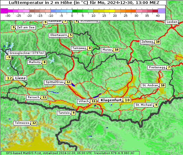 Temperatur, 30. 12. 2024