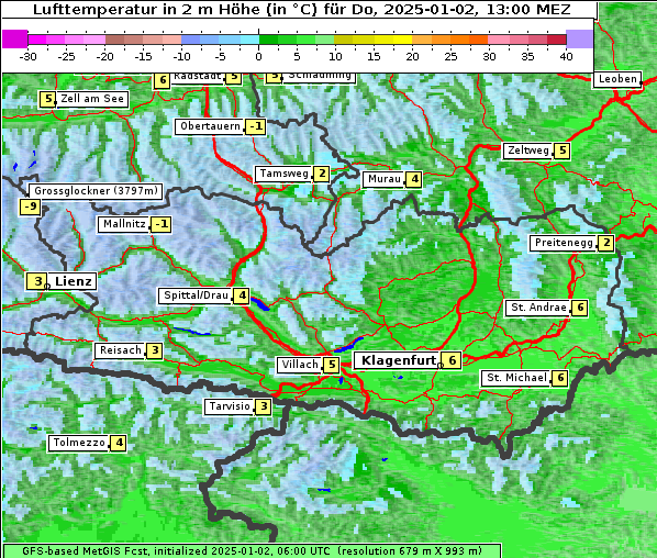 Temperatur, 2. 1. 2025